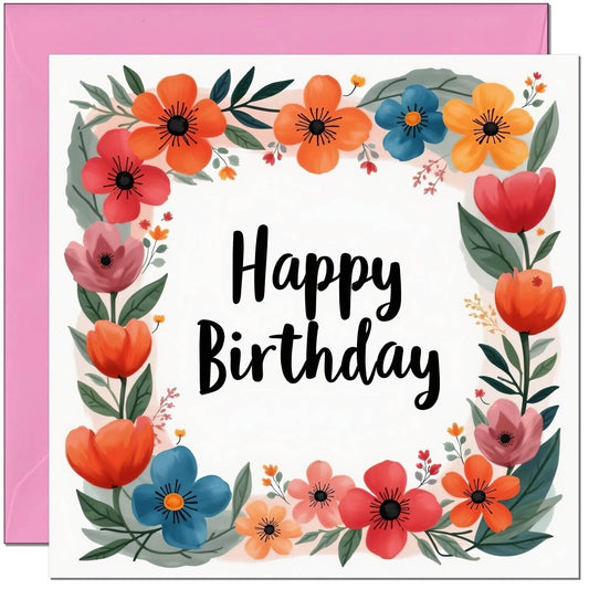 Pink Floral Birthday Card For Women Ladies Girls Nan Aunt Sister Niece Cousin