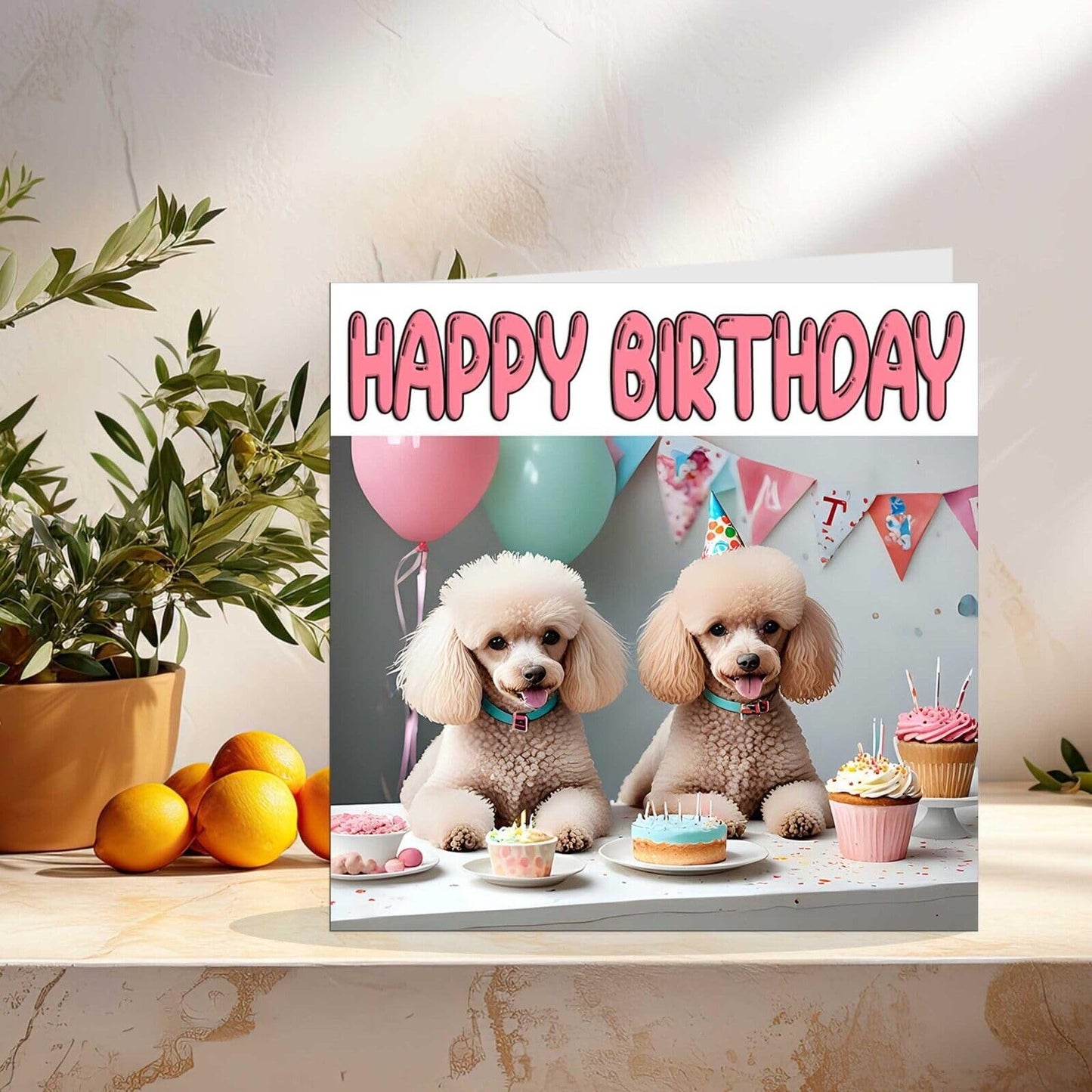 Poodles Birthday Card - Fun Dog Birthday Card 145 x 145mm