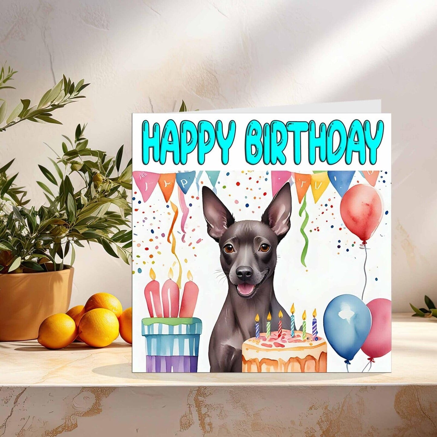 Xoloitzcuintle Birthday Card - Xolo Birthday Card Dog 145 x 145mm