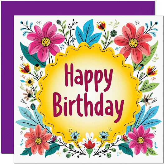 Floral Birthday Card - Birthday Card for Men Women Ladies Aunt Niece Cousin