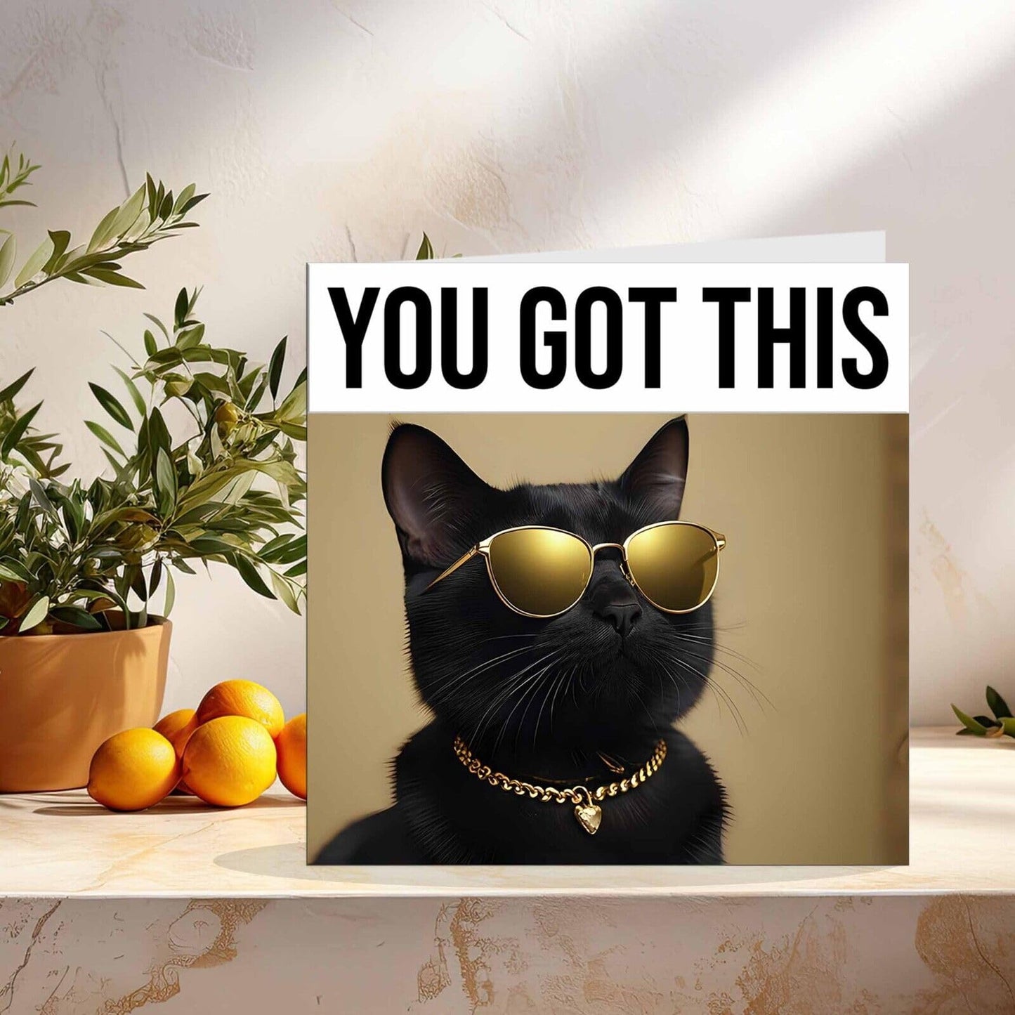 Good Luck Card - Cool Black Cat - You Got This Colleague New Job Card