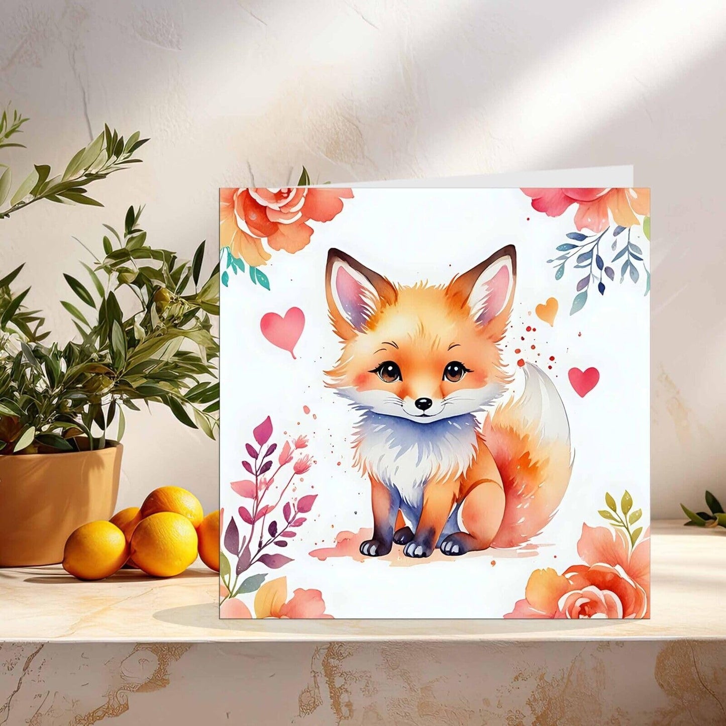 Cute Fox Greeting Card - Any Occasion - Beautiful Fox Illustration Birthday Card