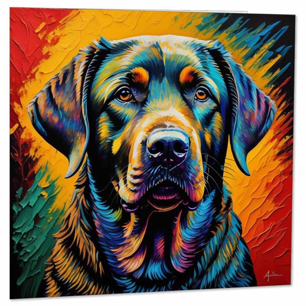 Labrador Painting Greeting Card Labrador Dog Greeting Cards 145 x 145mm