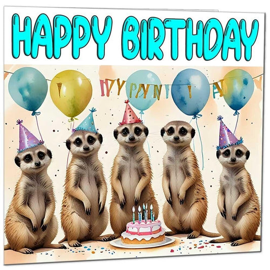 Meerkat Birthday Card - Cute Meerkats Birthday Card 145 x 145mm