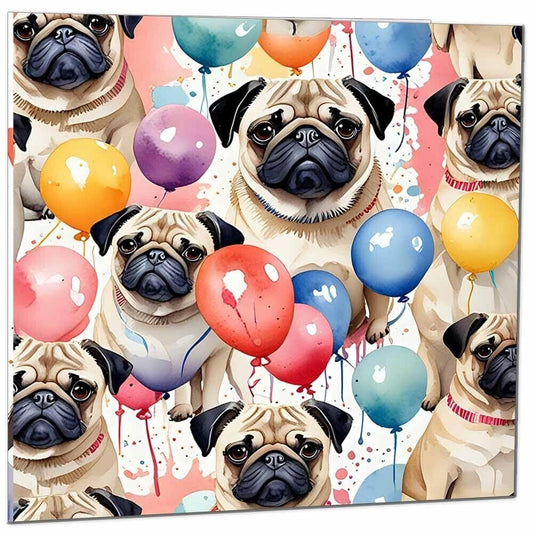 Pug Dog Birthday Card Pug Party Balloons