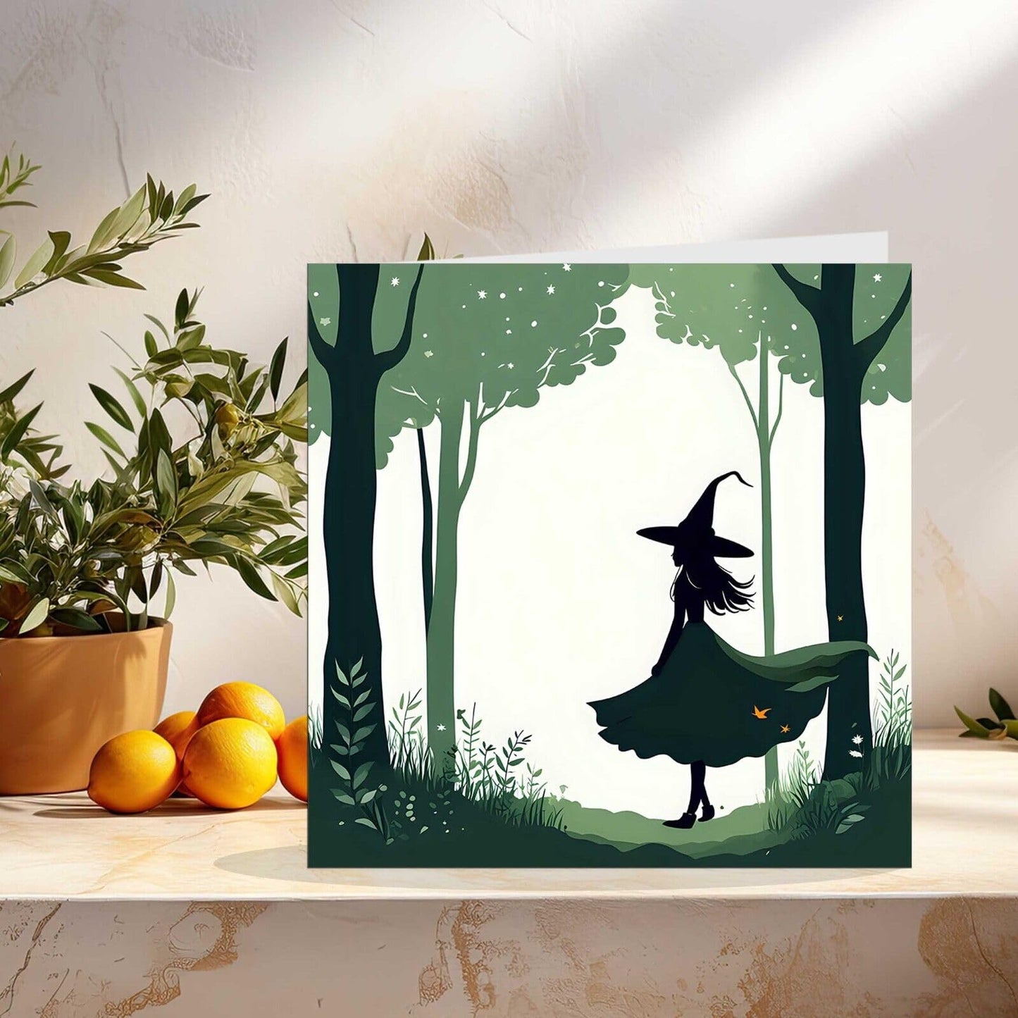 Witch Woodland Forest Greeting Card - Fantasy Greeting Card - 145mm x 145mm