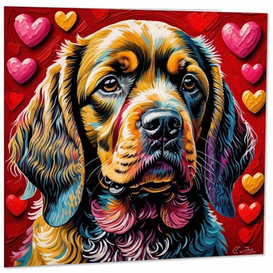 Cocker Spaniel Love Hearts Greeting Card - 145mm x 145mm