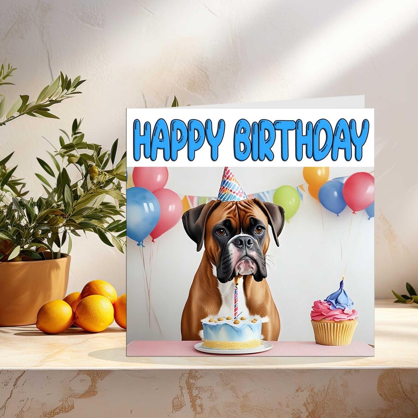 Boxer Dog Birthday Card - Fun Dog Birthday Card 145 x 145mm