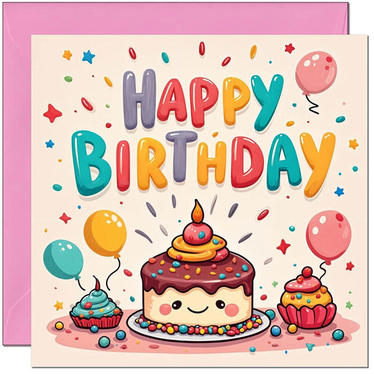 Cute Kids Birthday Card for Girls Kawaii Chibi Granddaughter Birthday Card Niece