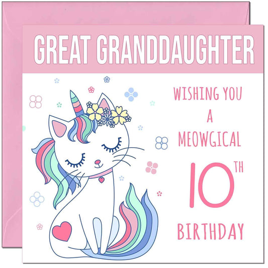 Great Granddaughter Birthday Card - Meowgical Funny Cat
