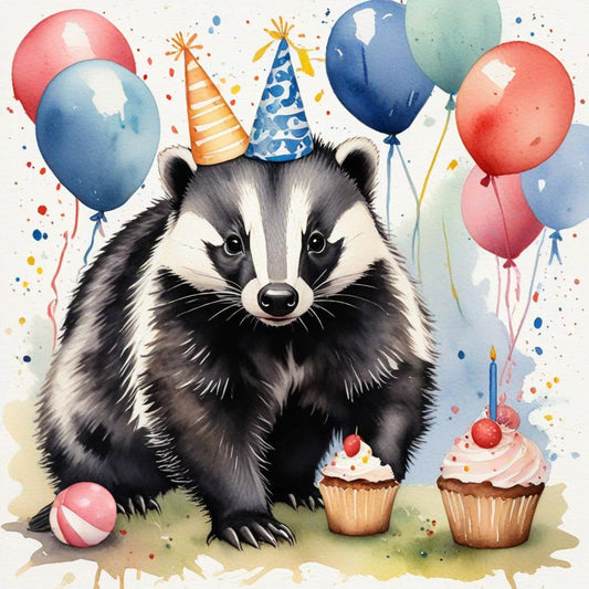 Badger Birthday Card - happy birthday card - 145 x 145mm
