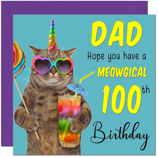 Dad Birthday Card - Meowgical Cat Funny Father