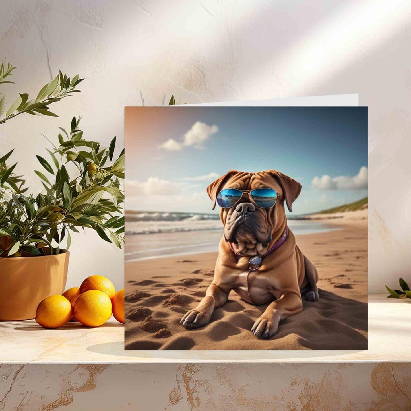 Dogue de Bordeaux Greeting Card - B'day Card Sunglasses 145mm x 145mm