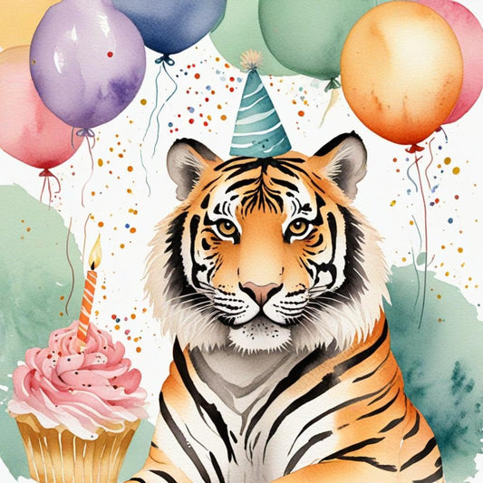 Tiger Birthday Card - happy birthday card - 145 x 145mm