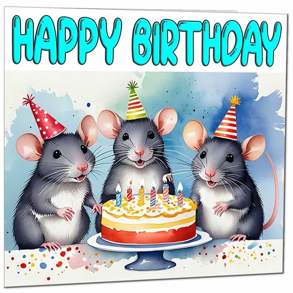 Rat Birthday Card - Fun Cute Rats Birthday Card - 145 x 145mm