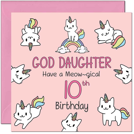 God Daughter Birthday Card - Funny Cat Cute God Daughter's