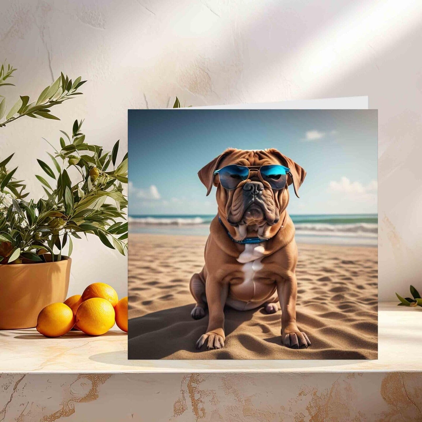 Funny Dogue de Bordeaux Greeting Card - Bday Card 145mm x 145mm