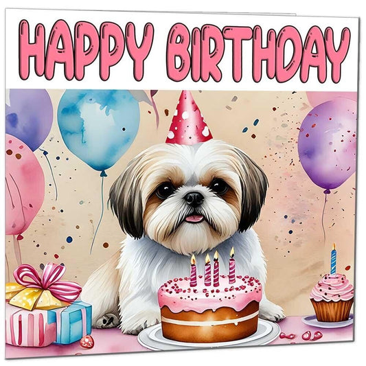 Shih Tzu Birthday Card - Fun Dog Birthday Card 145 x 145mm