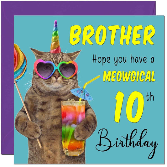 Brother Birthday Card - Meowgical Cat Funny
