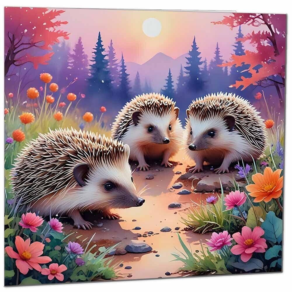 Hedgehogs Greeting Card - Any Occasion - Artistic Hedgehog Illustration