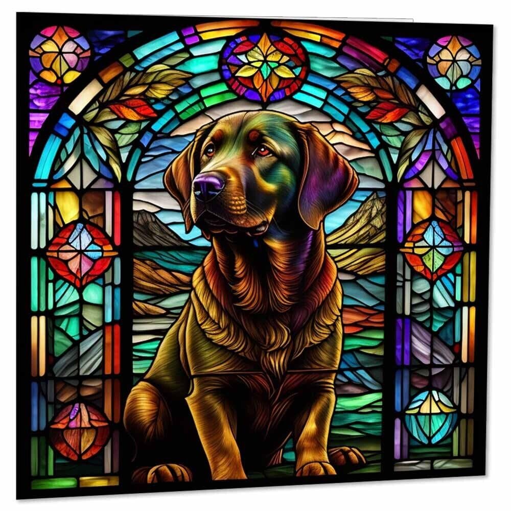 Labrador Stained Glass Greeting Card 145 x 145mm