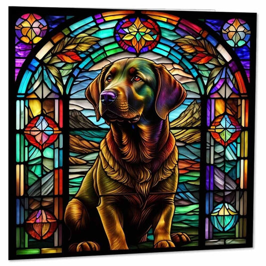 Labrador Stained Glass Greeting Card 145 x 145mm