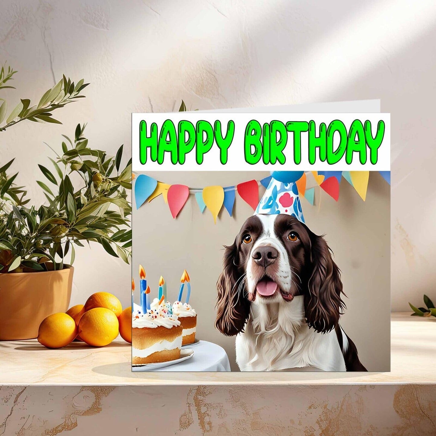 English Springer Spaniel Birthday Card - Fun Dog Birthday Card 145 x 145mm