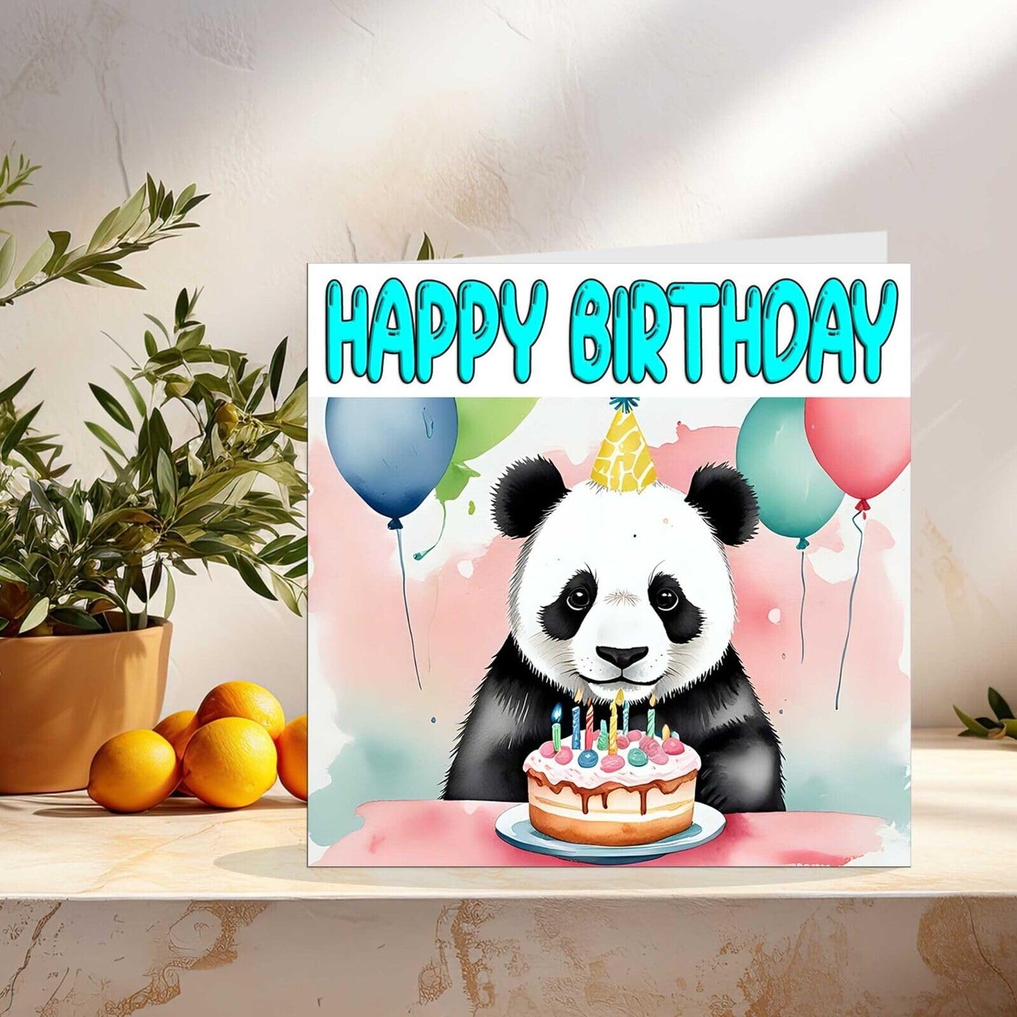 Panda Birthday Card - Cute Panda Bear Birthday Card Animal 145 x 145mm