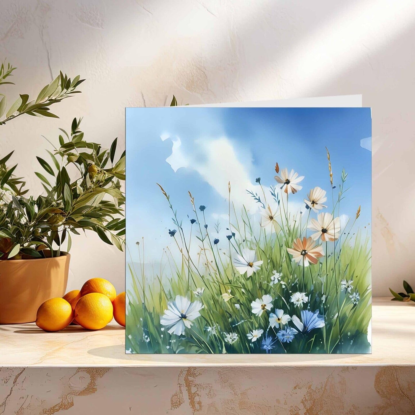 Any Occasion Blank Greeting Birthday Card - Beautiful Nature Flowers Art