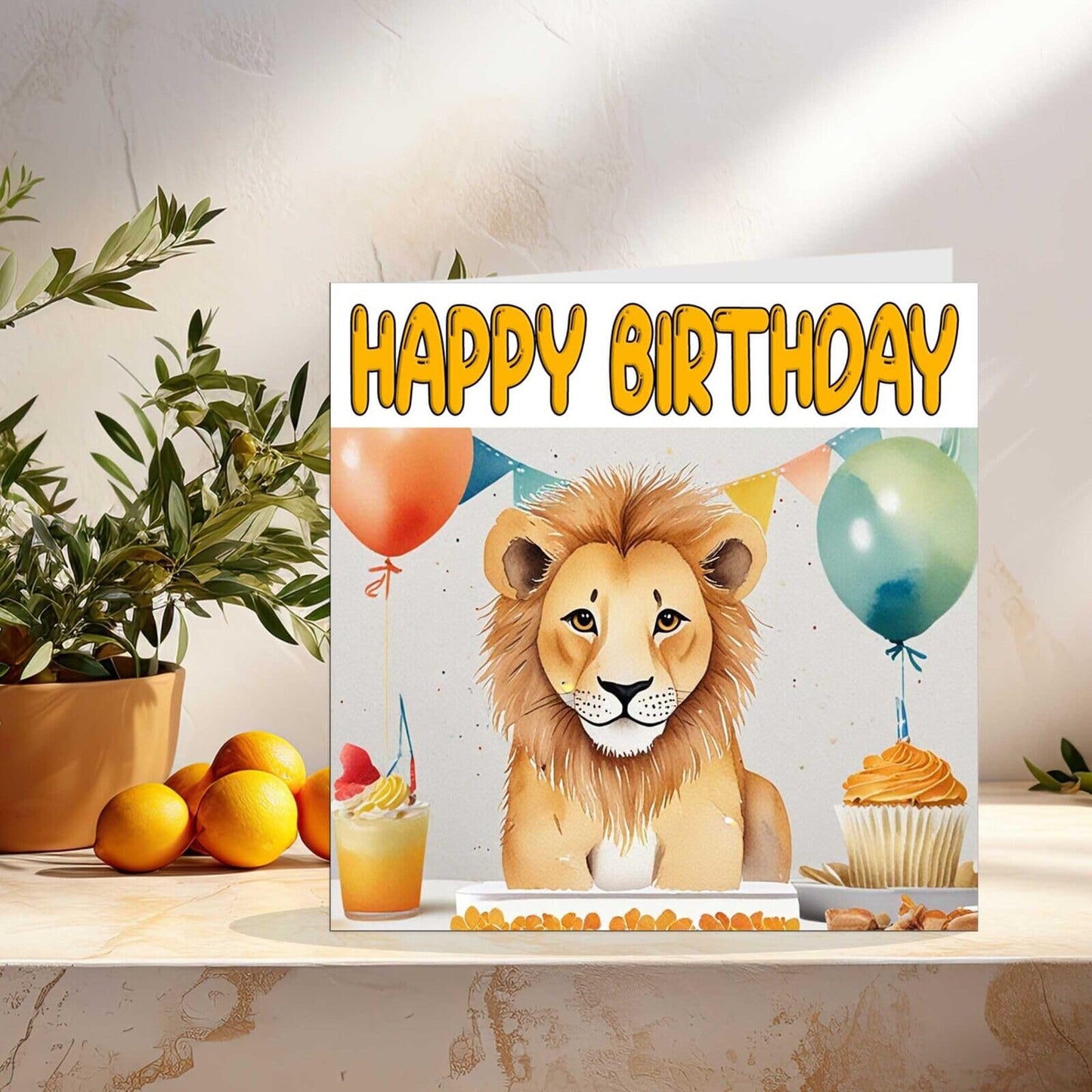 Lion Birthday Card - Happy Birthday Lion Card 145 x 145mm