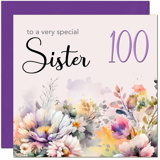 Sister Birthday Card - Purple Floral Sister's