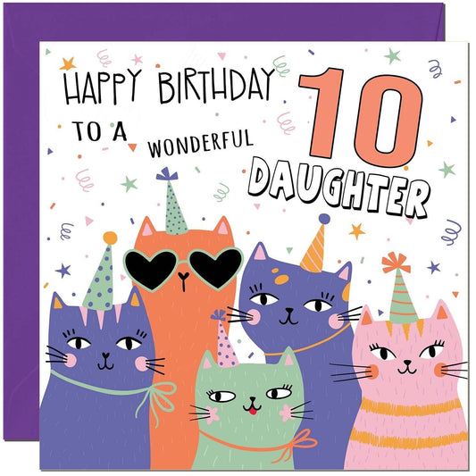 Daughter Birthday Card - Childrens Cute Cat Daughters