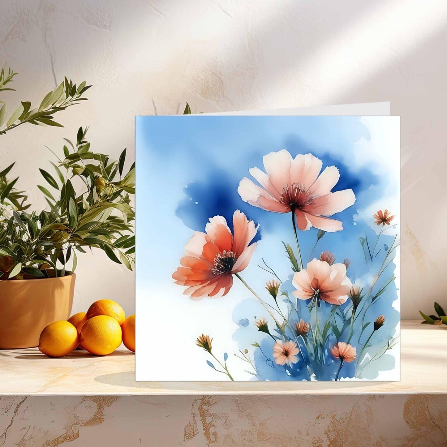 Flowers Sky Nature Blank Greeting Birthday Card Beautiful Art - Any Occasion