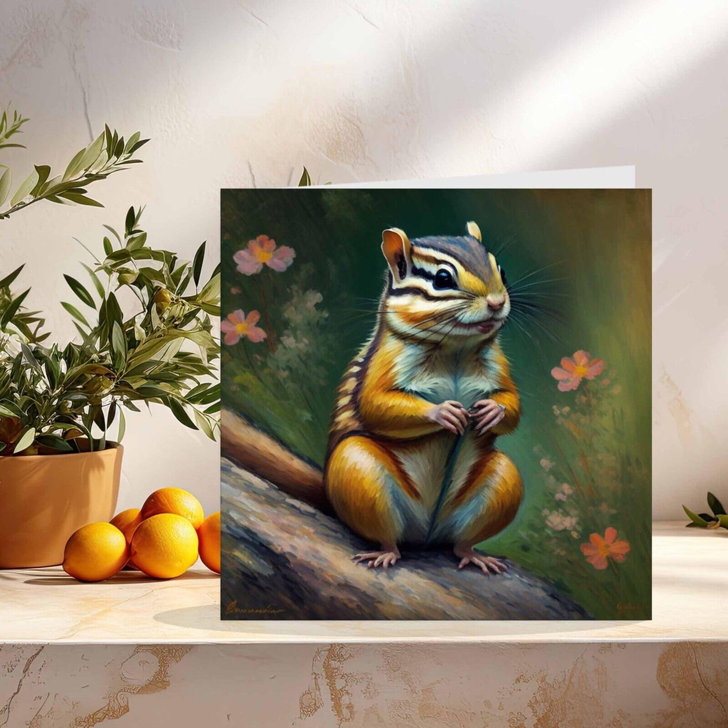 Chipmunk Greeting Card - Animal Impressionism Art 145mm x 145mm