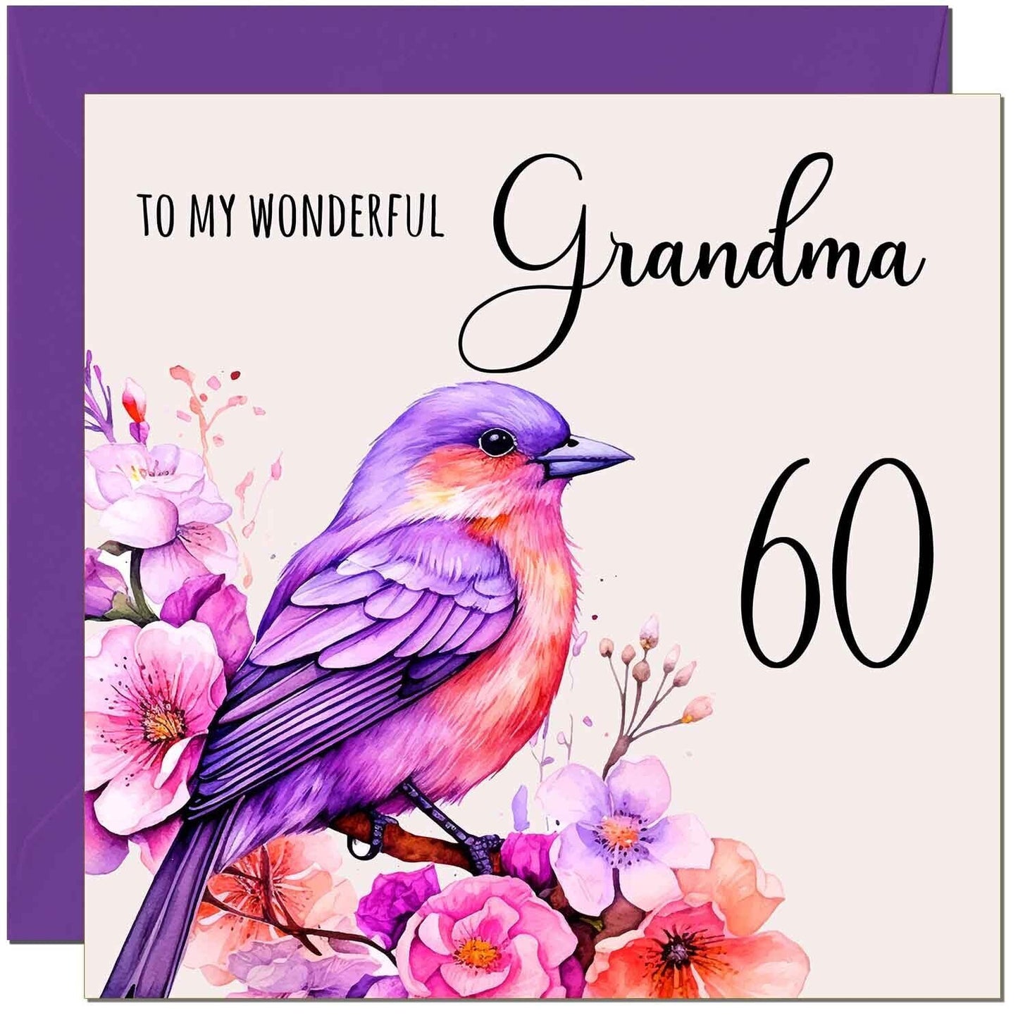 Grandma Birthday Card - Floral Bird Grandmother
