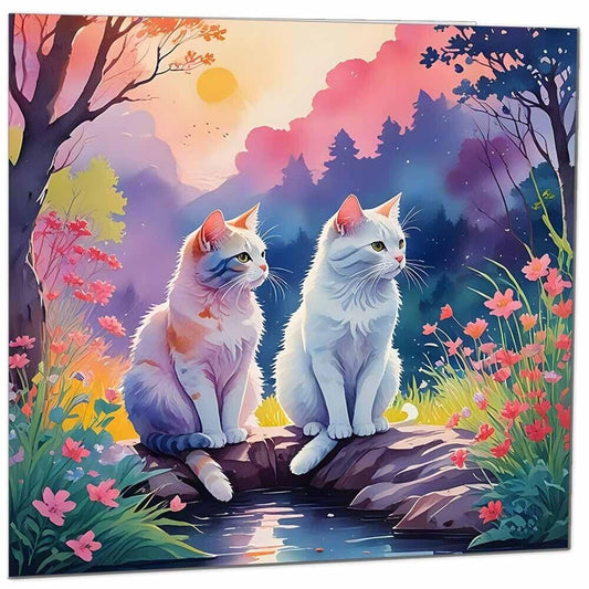 Cats Greeting Card - Any Occasion - Beautiful Cat Illustration Art Painting