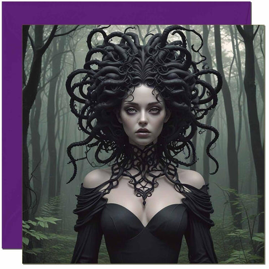 Medusa Greeting Card - Gothic Birthday Halloween Card 145 x 145mm