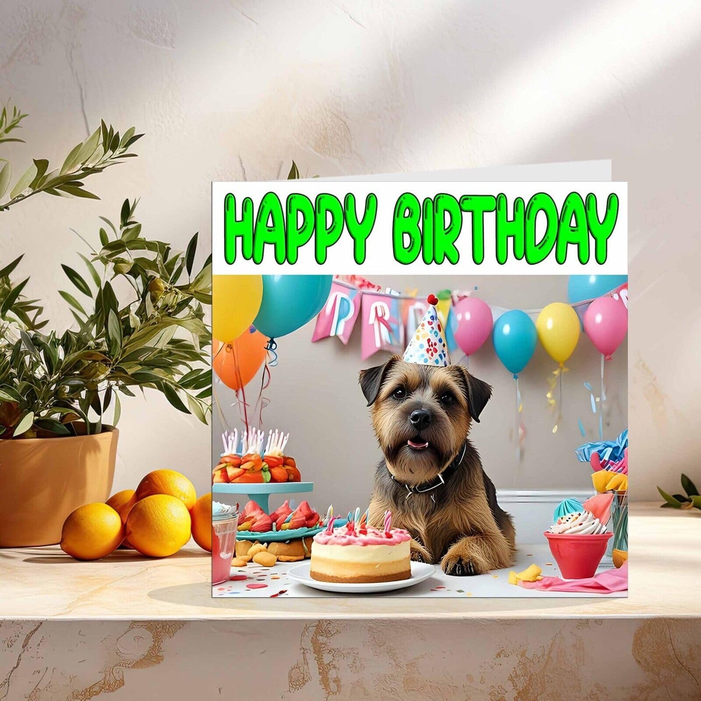 Border Terrier Birthday Card - Funny Dog Birthday Card 145 x 145mm