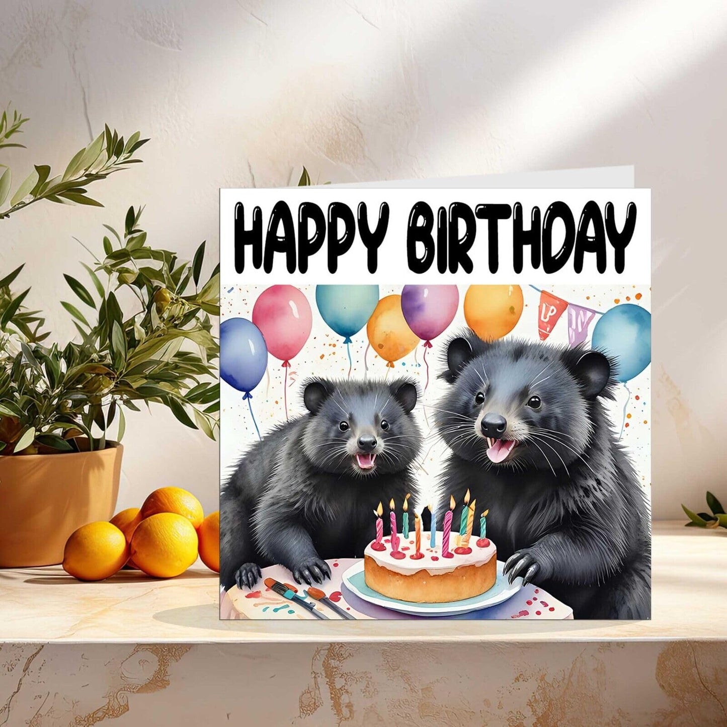 Binturong Birthday Card - Funny Binturong Birthday Party 145 x 145mm