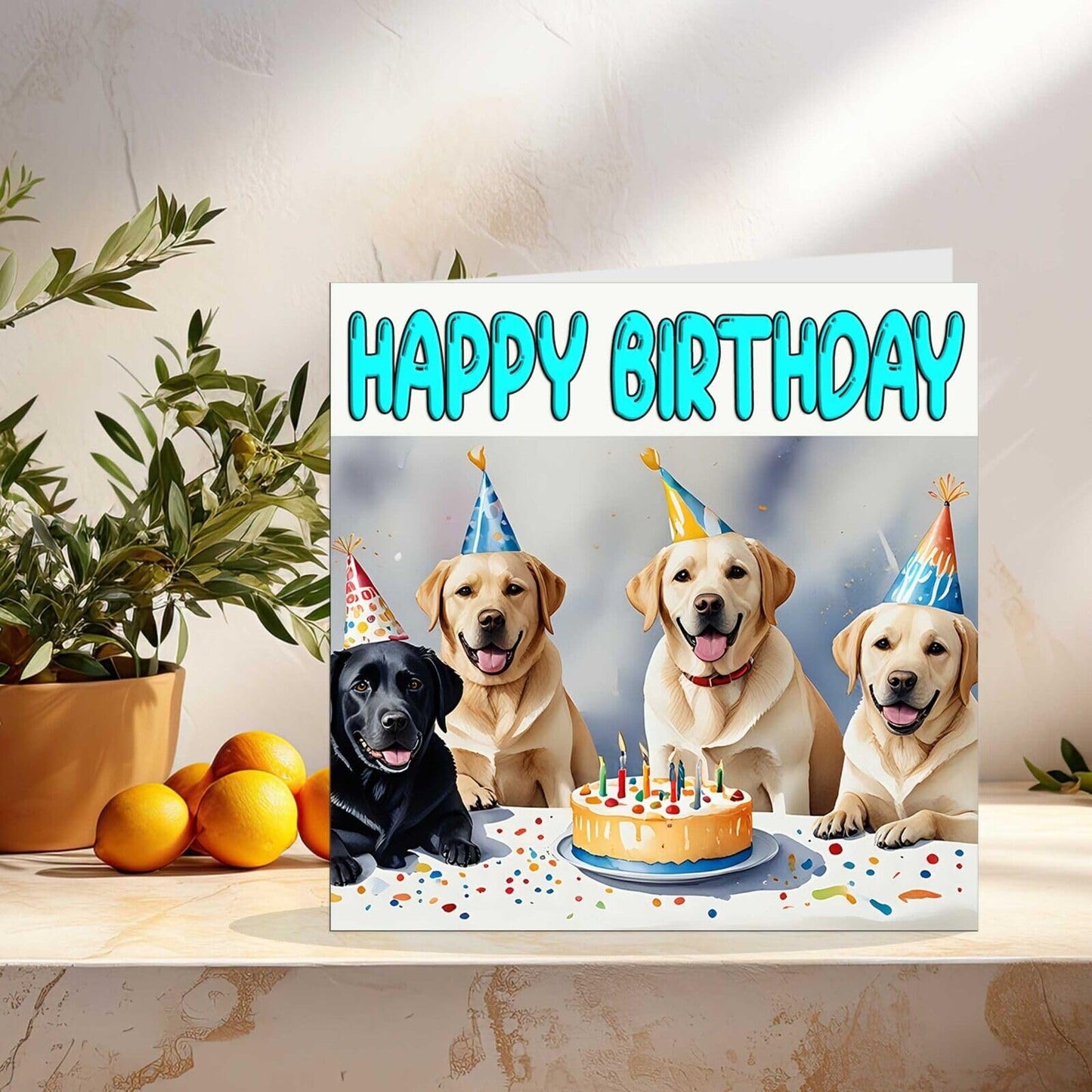 Labrador Birthday Card - Fun Cute Labradors Dog Birthday Card 145 x 145mm