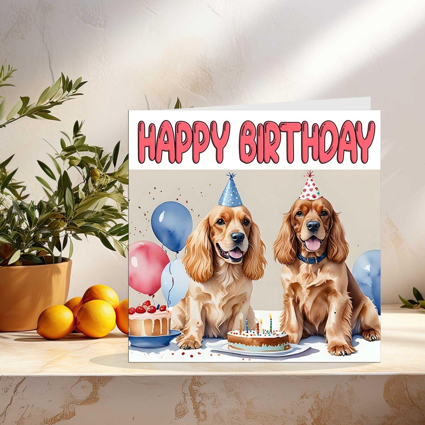 Cocker Spaniel Birthday Card - Fun Dog Birthday Card 145 x 145mm