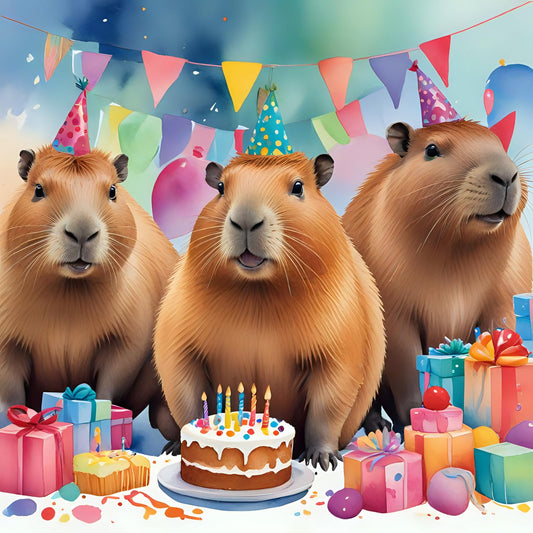 Capybara Birthday Card - Happy birthday Capybara Card 145 x 145mm