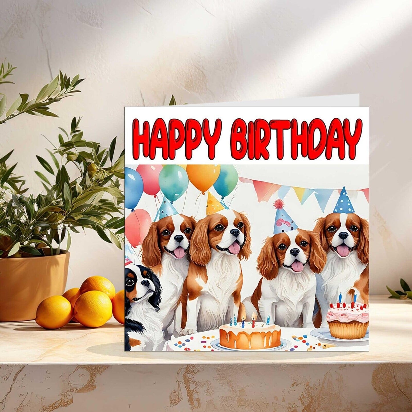 Cavalier King Charles Spaniel Birthday Card - Bday Card 145 x 145mm