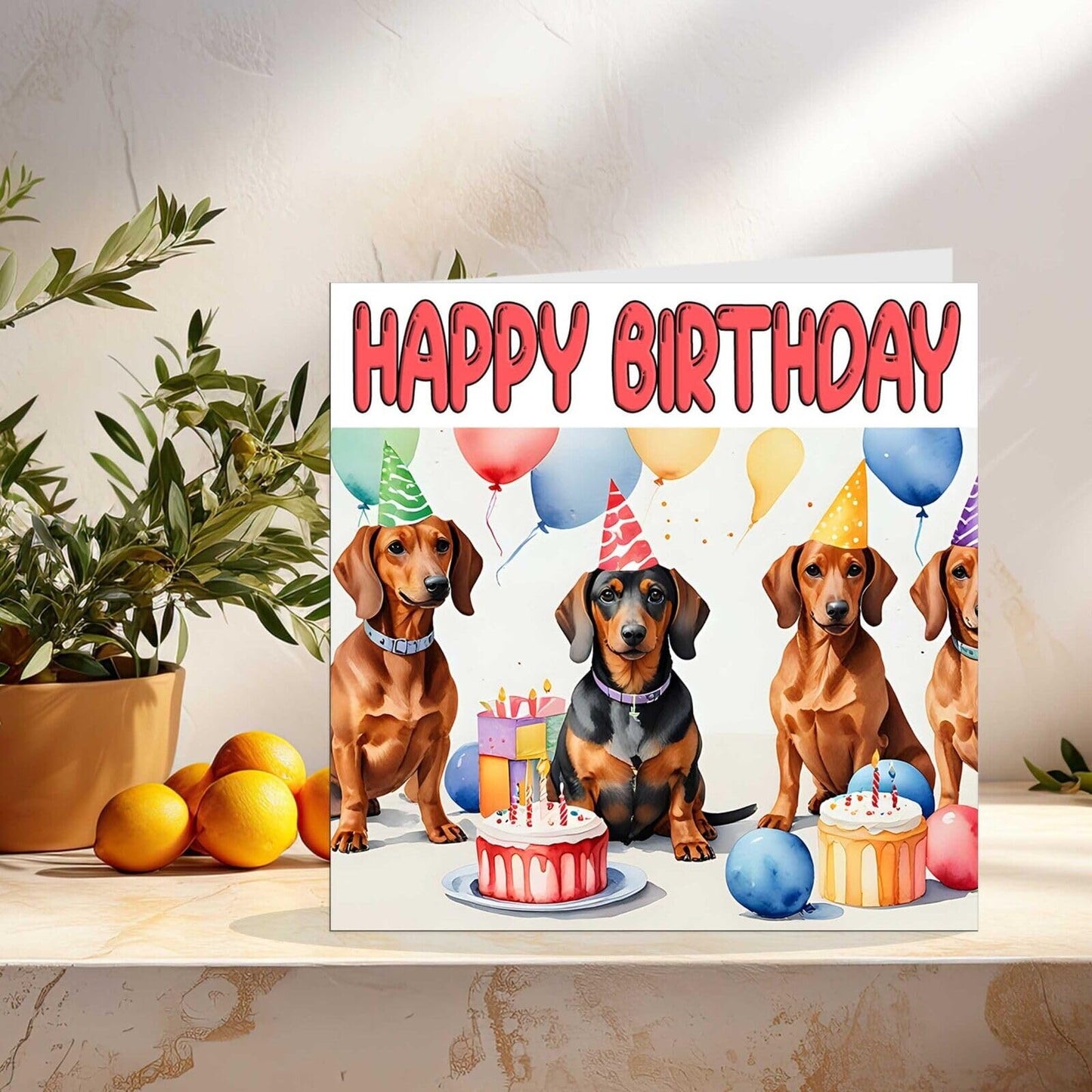 Dachshund Birthday Card - Funny Sausage Dog Birthday Card - 145 x 145mm