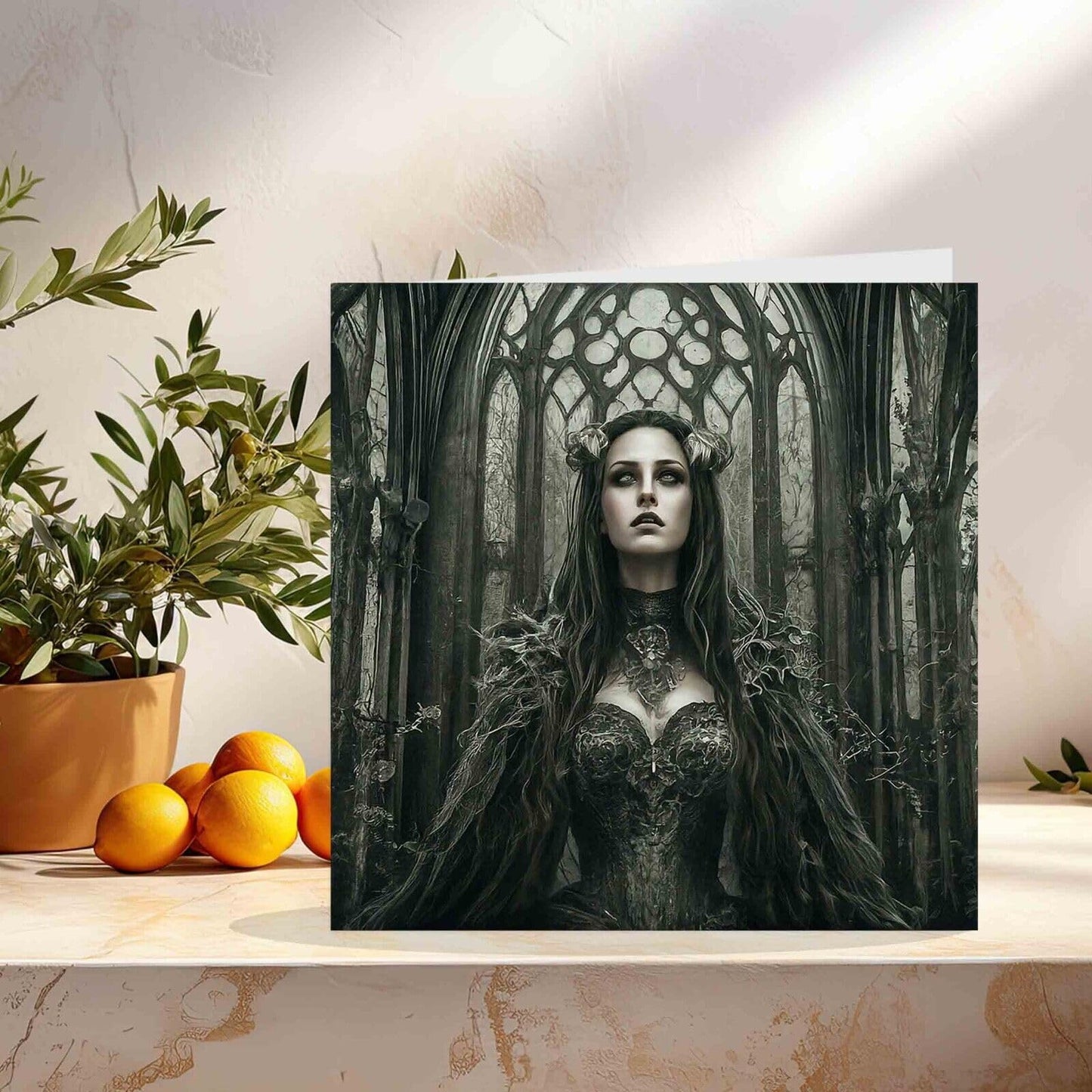 Gothic Witch Greeting Card - Goth Beautiful 145mm x 145mm