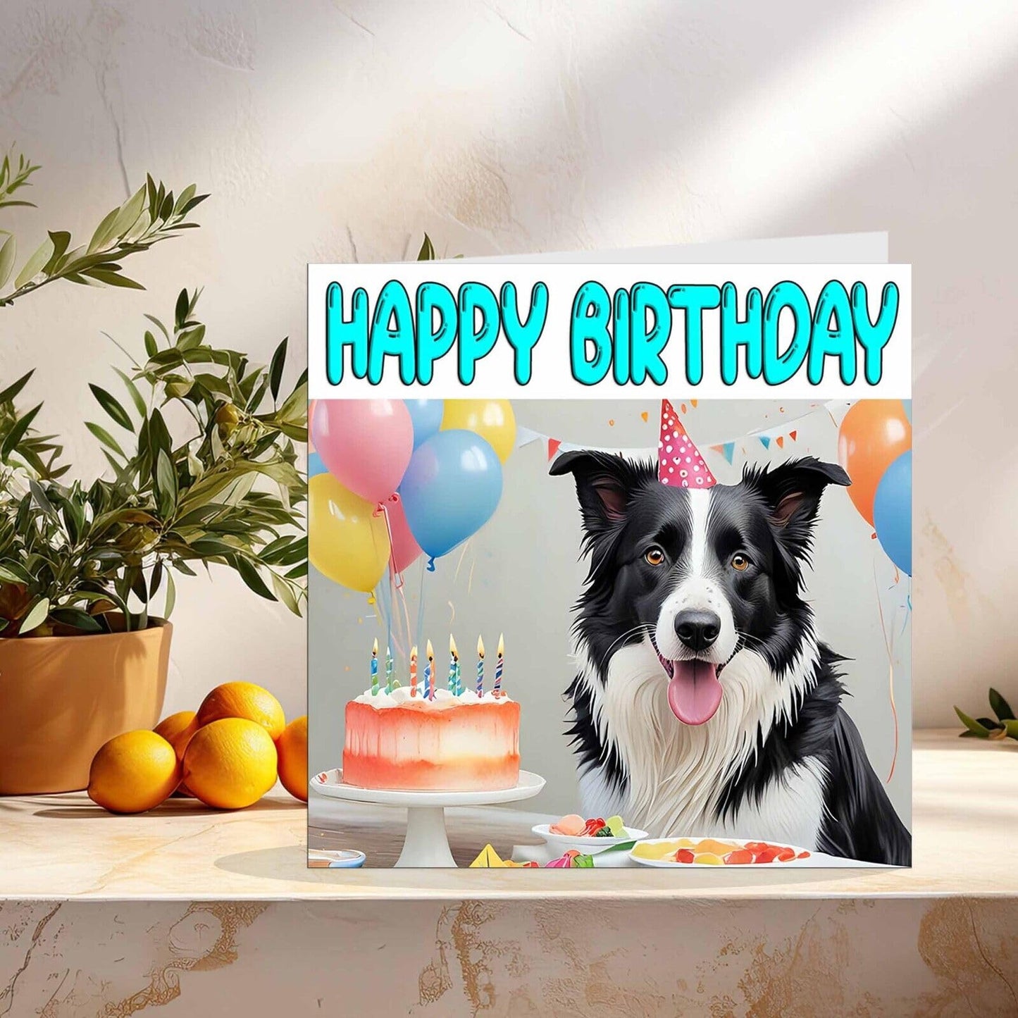 Border Collie Birthday Card - Fun Dog Birthday Card - 145 x 145mm