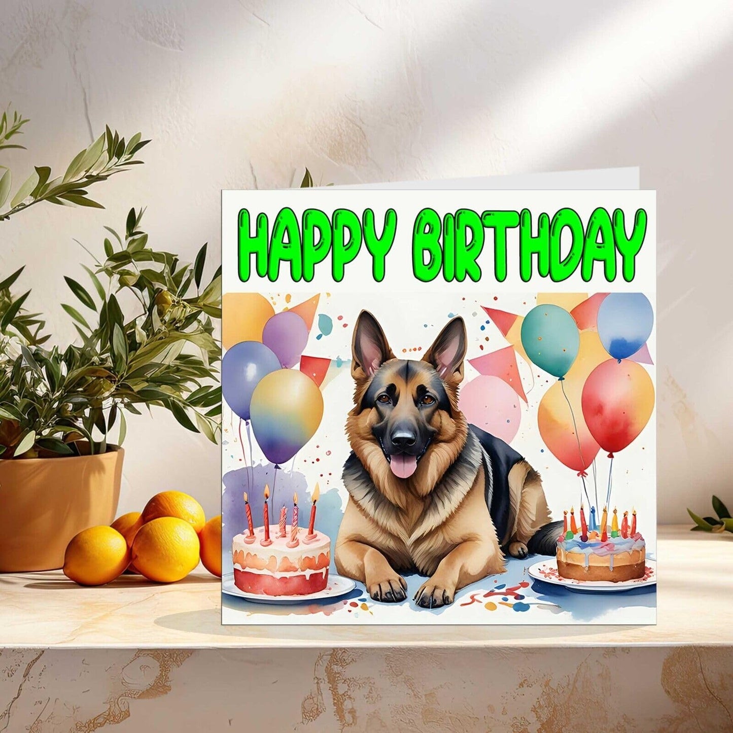 German Shepherd Birthday Card - Fun Dog Birthday Card 145 x 145mm