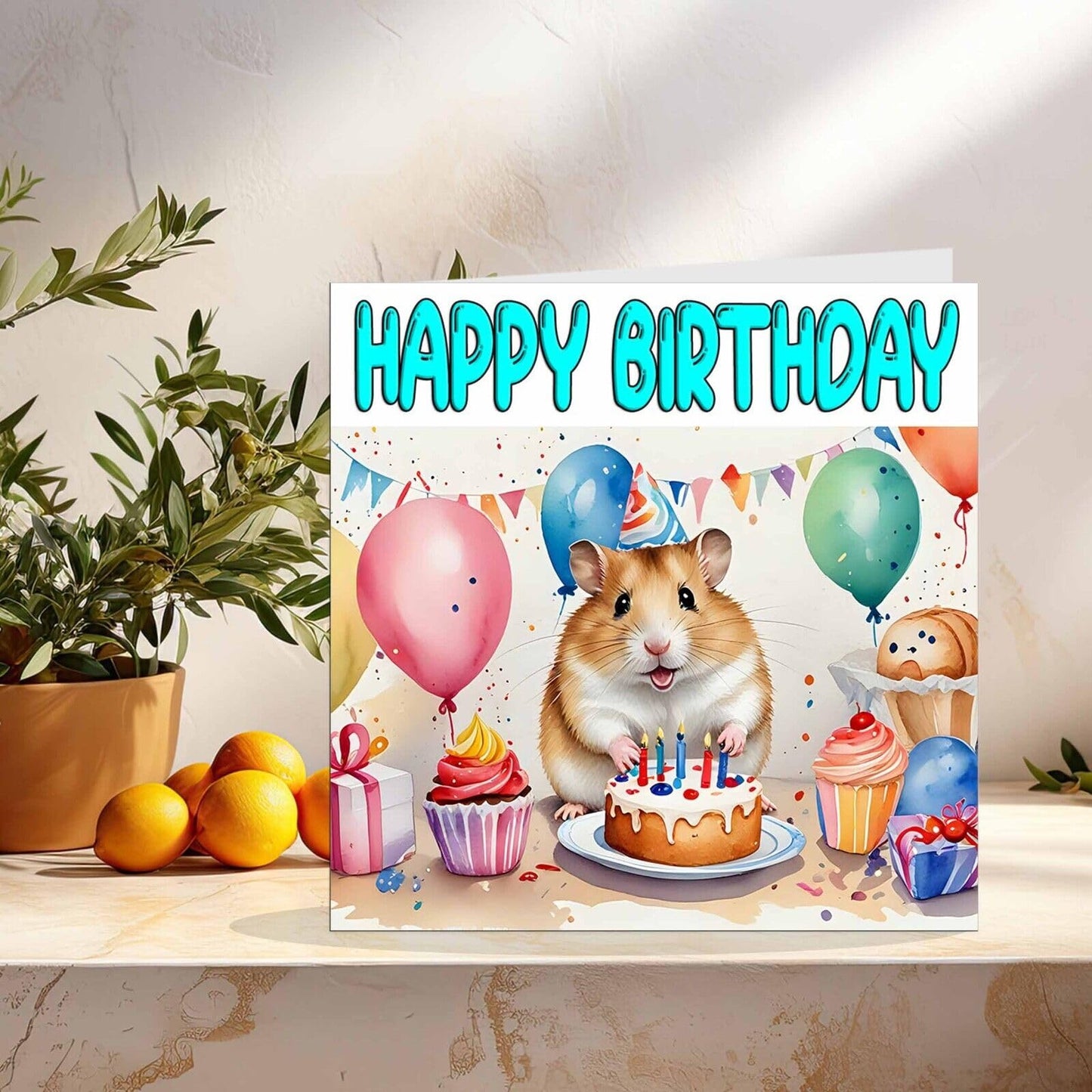 Hamster Birthday Card - Hamster Bday Card 145 x 145mm