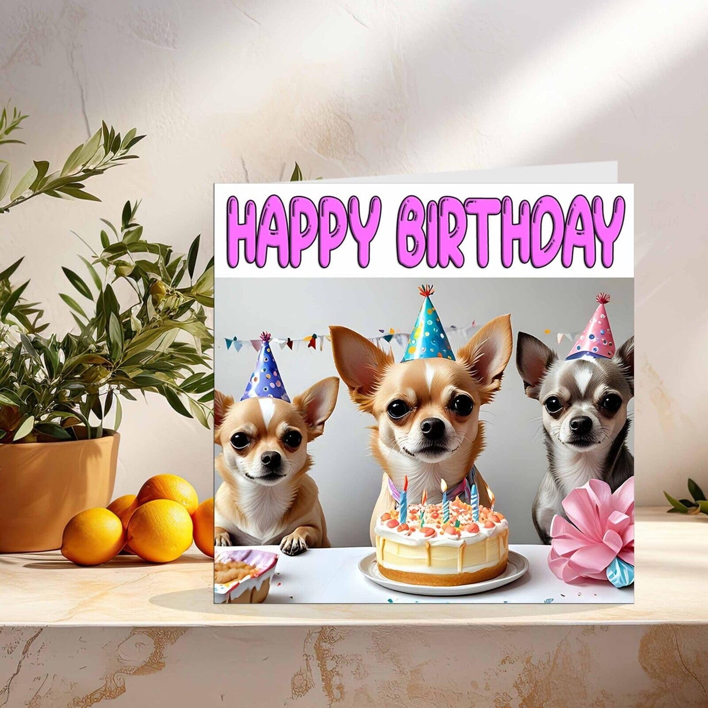 Chihuahua Birthday Card - Cute Dogs Birthday Card - 145 x 145mm