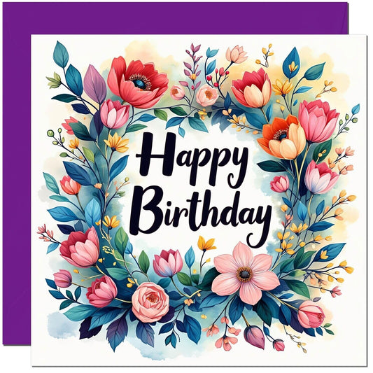 Floral Birthday Card - Beautiful Birthday Card for women ladies men nanny granny